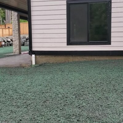 Freshly hydroseeded lawn by a house in Washington state.